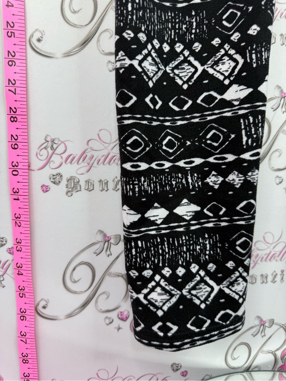Just cozy fleece Black & White Aztec Print Leggings - Women's Stretch Leggings - Picture 3 of 8